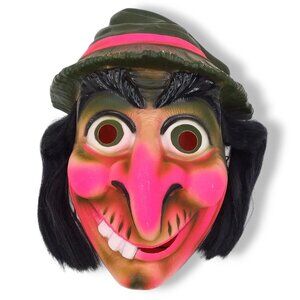 Vtg 70s Bayshore Halloween Mask Witch Ugly Face Big Nose Teeth No.334 France